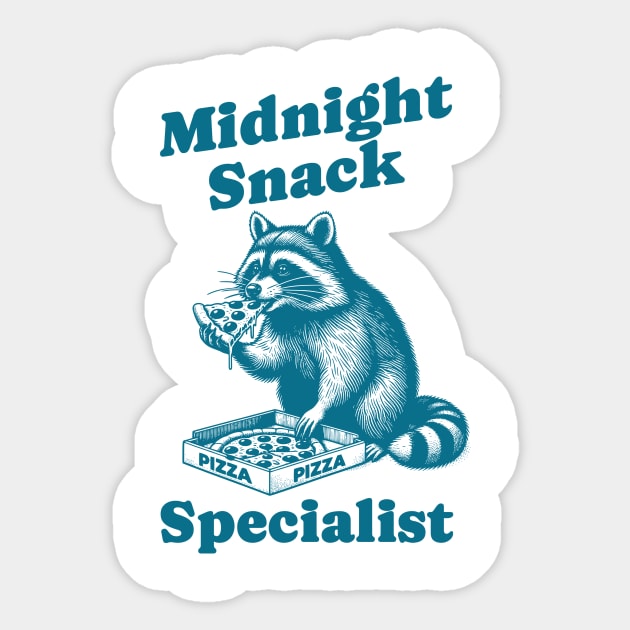 Midnight Snack Specialist Raccoon Pizza Art Sticker by Designed By Marty